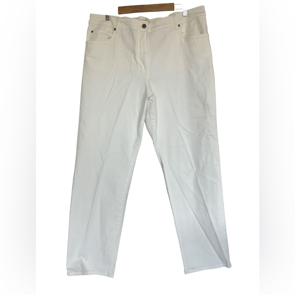 EILEEN  FISHER White Denim Straight Leg Jeans Size 1X
